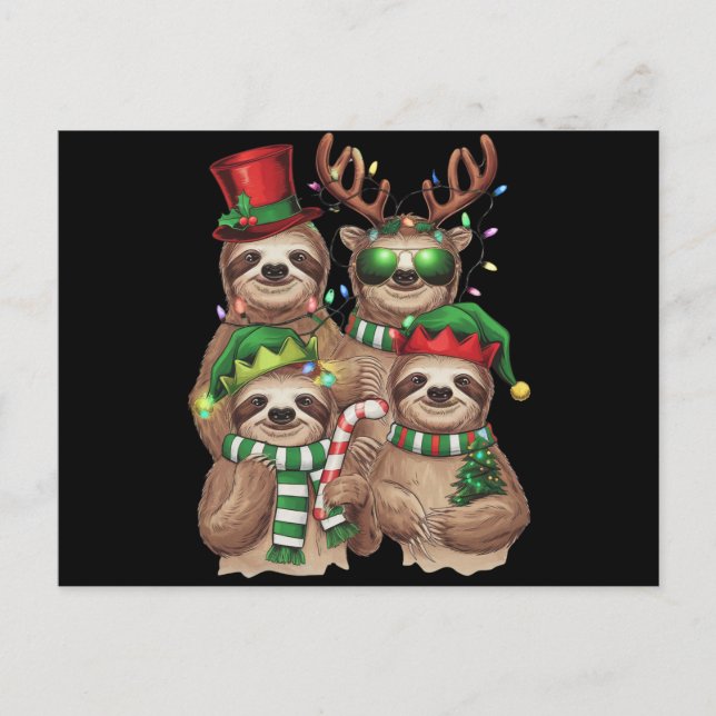 Cartão Postal De Festividades Leve Feliz de Natal Slothmas Sloth Lover Gift (Frente)