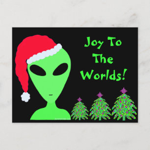 Cartão Postal De Festividades LGM Em Um Chapéu De Papai Noel E Árvores Alegrem A