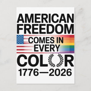 Cartão Postal De Festividades Liberdade Americana Vem em Todas as Cores LGBTQ