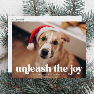Cartão Postal De Festividades Libere a foto do cachorro de alegria