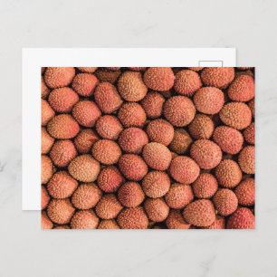 Cartão Postal De Festividades Liceu ou Litchi fruta vegan e presente vegetariano