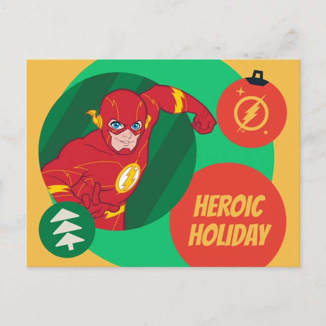 Cartão Postal De Festividades Liga da Justiça - Balança de Feriado Flash (Frente)