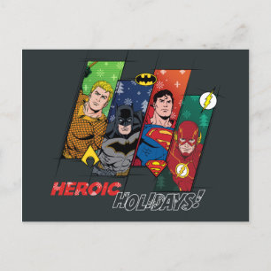 Cartão Postal De Festividades Liga da Justiça "Feriados Heroicos!"