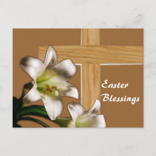 Cartão Postal De Festividades Lilies and Cross Easter Post Card