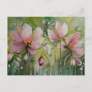 Cartão Postal De Festividades Lily no fundo verde amarelo