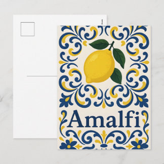 Cartão Postal De Festividades Limão Amalfi – Azul Amarelo Branco Mediterrâneo