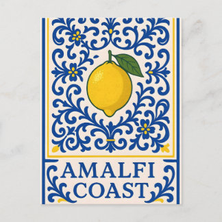 Cartão Postal De Festividades Limão da Costa Amalfitana – Azulejo Ornamental Azu