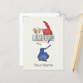 Cartão Postal De Festividades Limburg Países Baixos Mapa neerlandês Vintage Souv