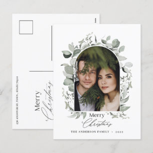 Cartão Postal De Festividades Limpo moderno elegante botânico verde cinza foto h