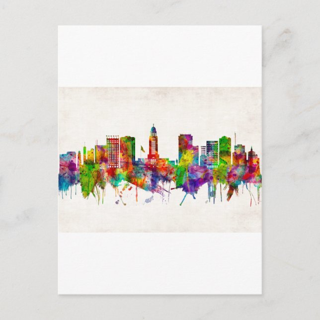 Cartão Postal De Festividades Lincoln Nebraska Skyline (Frente)