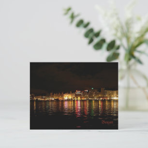 Cartão Postal De Festividades Linda cidade de Bergen à noite, Noruega