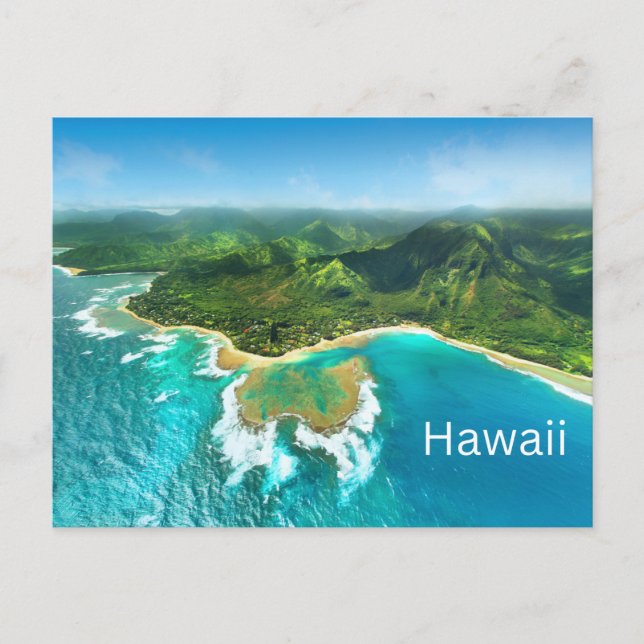 Cartão Postal De Festividades Linda praia Hawaii e Vista de Oceano (Frente)