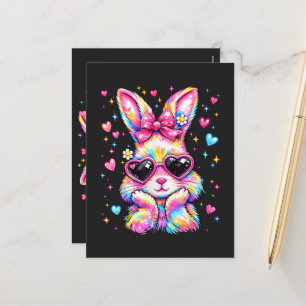 Cartão Postal De Festividades Lindo Coquete Tie Dye Coelho Páscoa Bunny