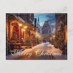 Cartão Postal De Festividades Lindo Motivo de Natal Aconchegante numa Antiga Cid