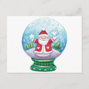 Cartão Postal De Festividades Lindo Papai Noel do globo de neve de Natal, Estrel