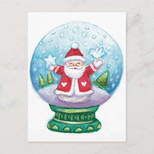 Cartão Postal De Festividades Lindo Papai Noel do globo de neve de Natal, Estrel