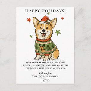 Cartão Postal De Festividades Lindo Suéter de Natal de Rena Feio do Corgi
