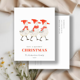 Cartão Postal De Festividades Lindos Patos de Natal Vermelhos Engraçados Quacand