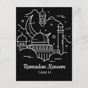 Cartão Postal De Festividades Line Art Ramadan Kareem - Cartão-postal EID Mubara