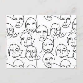 Cartão Postal De Festividades Linhas Abstrato modernas enfrentam arte contínua d