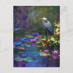 Cartão Postal De Festividades Lírio de Água Encantado da Lagoa Natureza Aquarela
