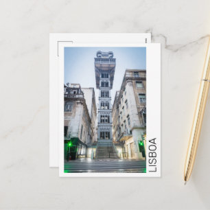 Cartão Postal De Festividades Lisboa em Portugal com Elevador Retro Souvenir
