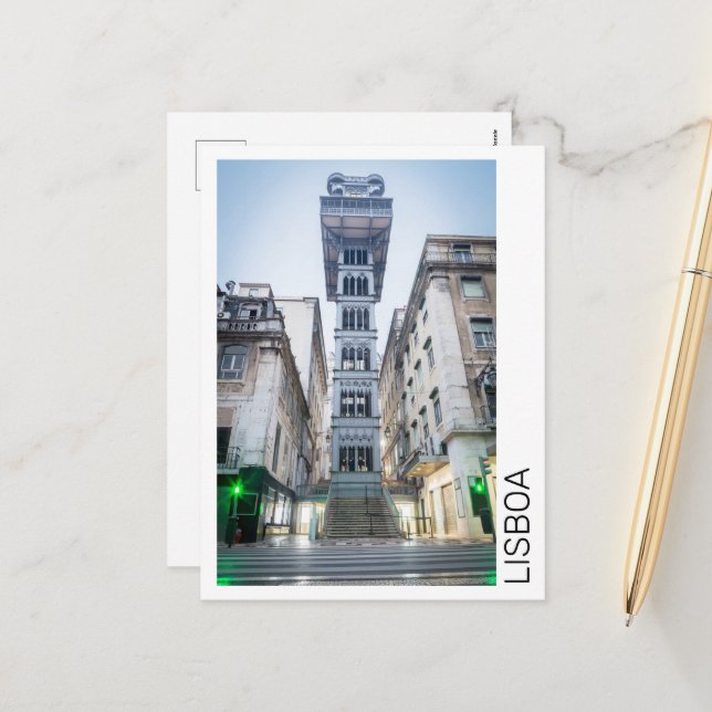 Cartão Postal De Festividades Lisboa Portugal Retro Elevador Feriado Souvenir (Frente/Verso In Situ)