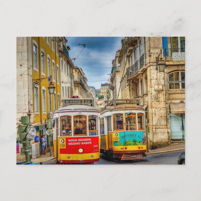 Cartão Postal De Festividades Lisboa Portugal Trams Cidade (Frente)