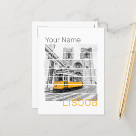 Cartão Postal De Festividades Lisboa Portugal Vintage Holiday Tram Souvenir