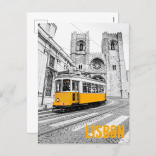 Cartão Postal De Festividades Lisboa Tram Portugal vintage streetcar