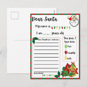 Cartão Postal De Festividades Lista de Natal para Caros Papais noeis Festivos