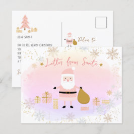 Cartão Postal De Festividades Lista de papais noeis Nice para Crianças, Carta de