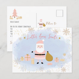 Cartão Postal De Festividades Lista de papais noeis Nice para Crianças, Carta de