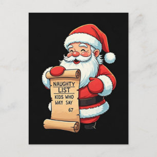 Cartão Postal De Festividades Lista de travessos do Papai Noel engraçado criança