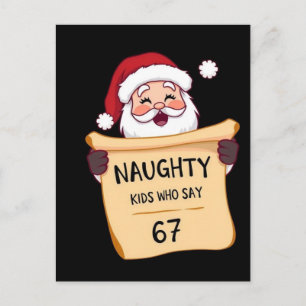 Cartão Postal De Festividades Lista de travessos engraçada do Papai Noel para cr