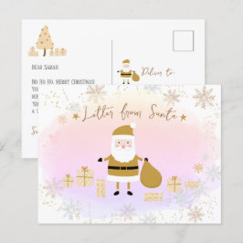 Cartão Postal De Festividades Lista Dourada de Papais noeis, Carta de Papais noe