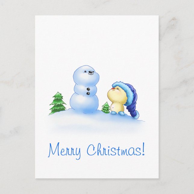 Cartão Postal De Festividades Littlekins na neve (Frente)