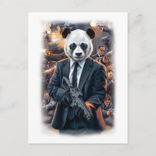 Cartão Postal De Festividades Live Action Panda Hero Movie on a White (Frente)