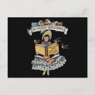Cartão Postal De Festividades Livro da Menina Antiga e do Papai Noel do Natal