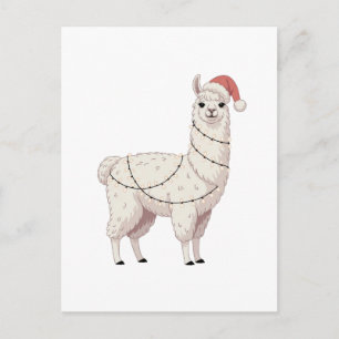 Cartão Postal De Festividades Llama Luzes de Natal Robusto Amante de Animais Alp