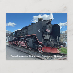 Cartão Postal De Festividades Locomotiva a Vapor, Cluj-Napoca, Romênia, em uma