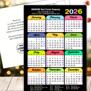 Cartão Postal De Festividades Logotipo comercial 2025 Calendário Preto Moderno C
