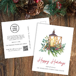 Cartão Postal De Festividades Logotipo comercial QR Código corporativo Natal
