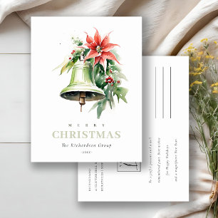 Cartão Postal De Festividades Logotipo corporativo da Bell Poinsettia de Natal c
