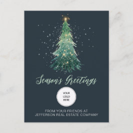 Cartão Postal De Festividades Logotipo da Empresa Árvore de Natal Vintage Negóci
