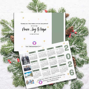 Cartão Postal De Festividades Logotipo da Empresa no Calendário Corporativo 2026
