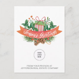 Cartão Postal De Festividades Logotipo da empresa Pine Wreath Natal