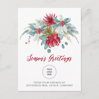 Cartão Postal De Festividades Logotipo da Empresa Red Poinsettias Holly Company