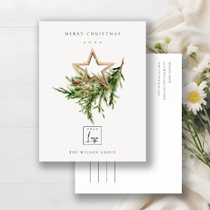 Cartão Postal De Festividades Logotipo da fauna do pinheiro de ornamentação Feli