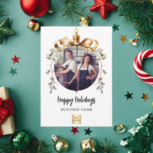 Cartão Postal De Festividades logotipo de negócios de ornamento branco de Natal